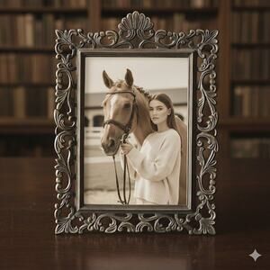 Vintage Brass Picture Photo Frame Ornate Baroque Rococo Romantic Old World 5x7